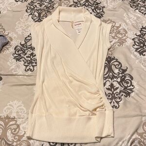 Cream Sleeveless Wrap Top